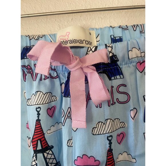 NWT Peter Alexander 100% Cotton Lightweight Blue Paris Eiffel Tower Pajama Pant - Picture 2 of 7